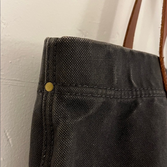 Madewell dark navy Tote with Brown leather Handles - Picture 4 of 16
